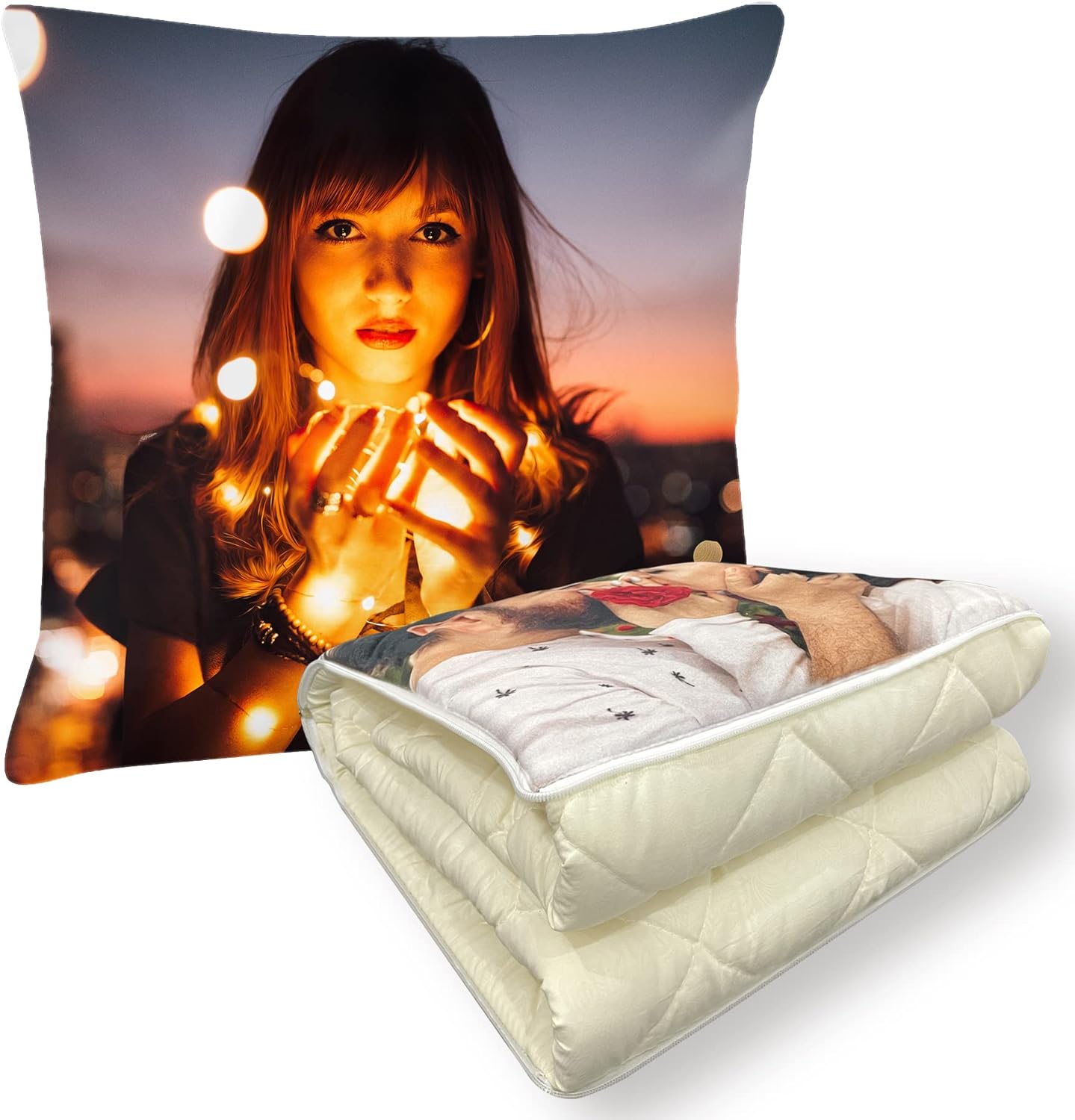 Custom Photo Pillow Quilt, Dual-use Personalized Throw Pillow, Custom Pillow Case with Picture, Decorative Pillows for Bedroom Sofa Living Room in car/Travel, Customized Gifts, Housewarming Gifts.