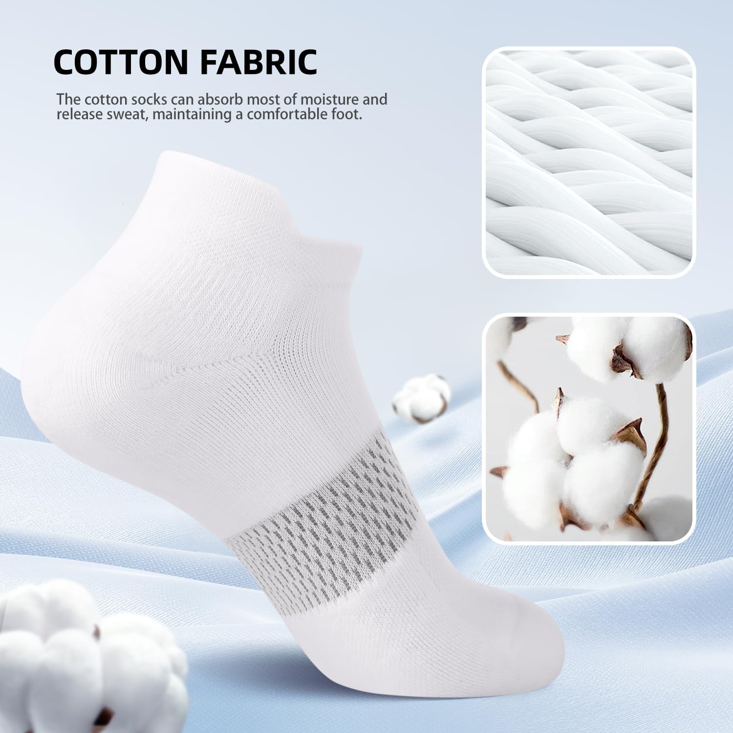 FITRELL 5-6 Pairs Ankle Running Socks for Women Athletic Cushioned Low Cut Tab Sports Socks - Image 7