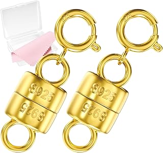 MKCYD 925 Sterling Silver Magnetic Clasps for Necklaces, Gold and Silver Magnetic Necklace Clasp, Bracelet Converter Chain Extender for Women