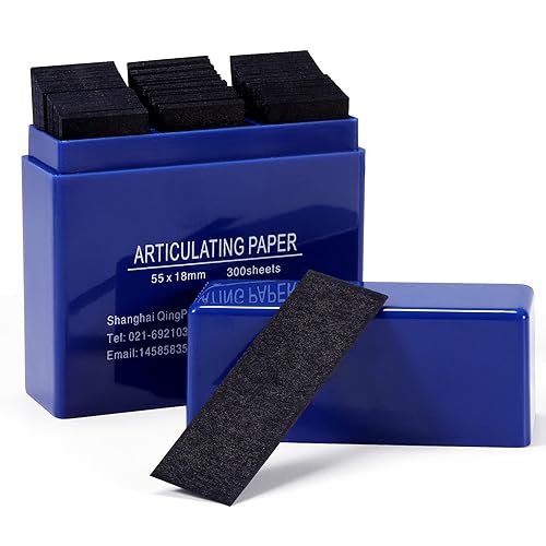 Miniatura 10 de Annhua 300 hojas de papel articulador dental dispensador de plástico rojo de 100 micrones de papel articulado y película doble lateral fácil de usar