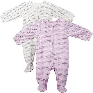 newborn baby jumpsuits boys girls button solid onesie long sleeve cotton rompers footed playwear 2 pack