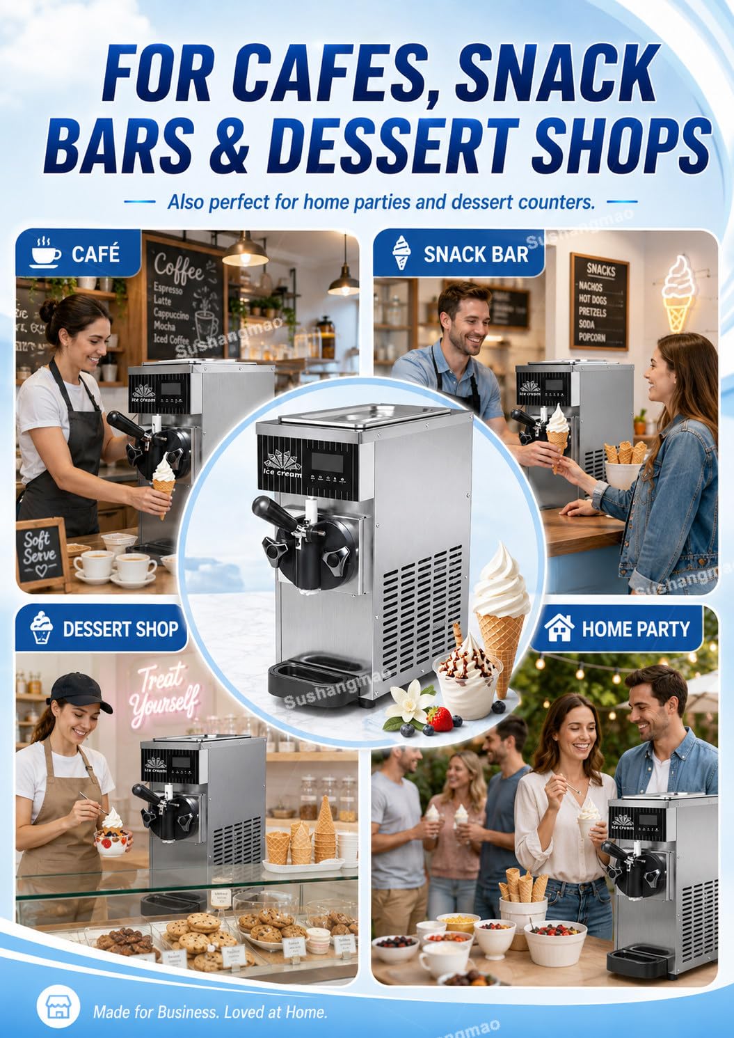 Macchina per Gelato Soft, Macchina per Gelato Commerciale, Gelatiera da Banco 450 W con Serbatoio da 2,5 L, Controllo LCD e Pulizia Automatica per Ristoranti e Negozi di Dessert Silver