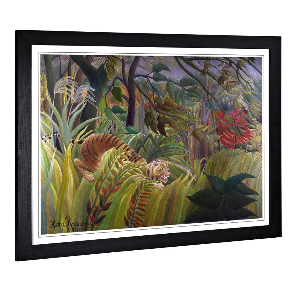 Big Box Art Framed Print of Henri Rousseau Surprise Design | Wall Art Picture | Home Decor for Kitchen, Living, Dining Room, Bedroom, Hallway, Office, Black, A2 / 24.5x18 Inch / 62x45cm