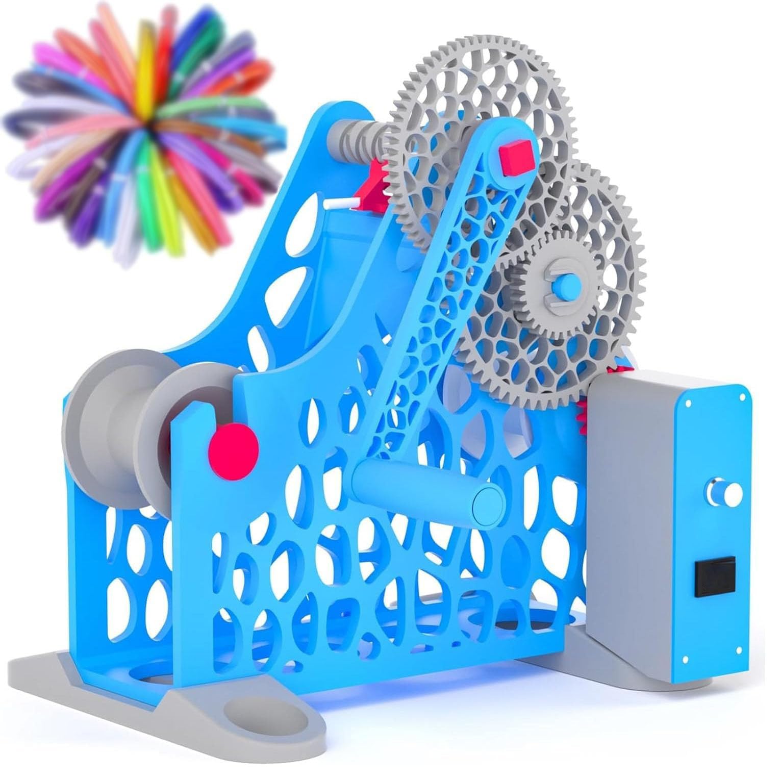 GmpTzitzith Manual/Electric 3D Printer Filament Respooler, Hand Cranked Spool Winder With Removable Modular Design, For 1kg Filament Rewinding, Textile Artists D.BlueElectric