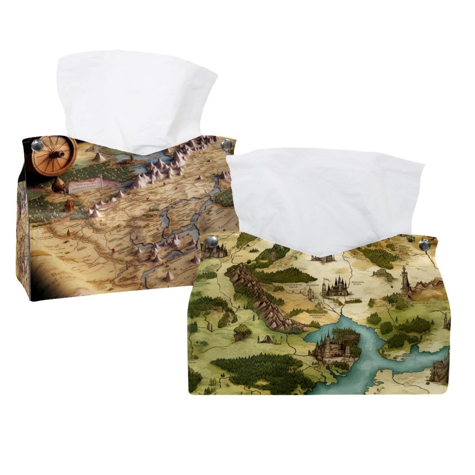 Housse boîte à mouchoirs lot de 2 distributeur rectangulaire motif cartes pour chambre
