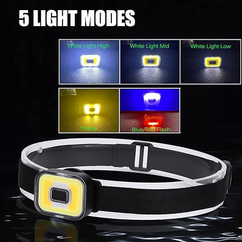 Miniatura 2 de Faros delanteros, tipo C, recargable, ligero, 5 modos, con atracción magnética para acampar al aire libre, reparación, senderismo, 2 paquetes