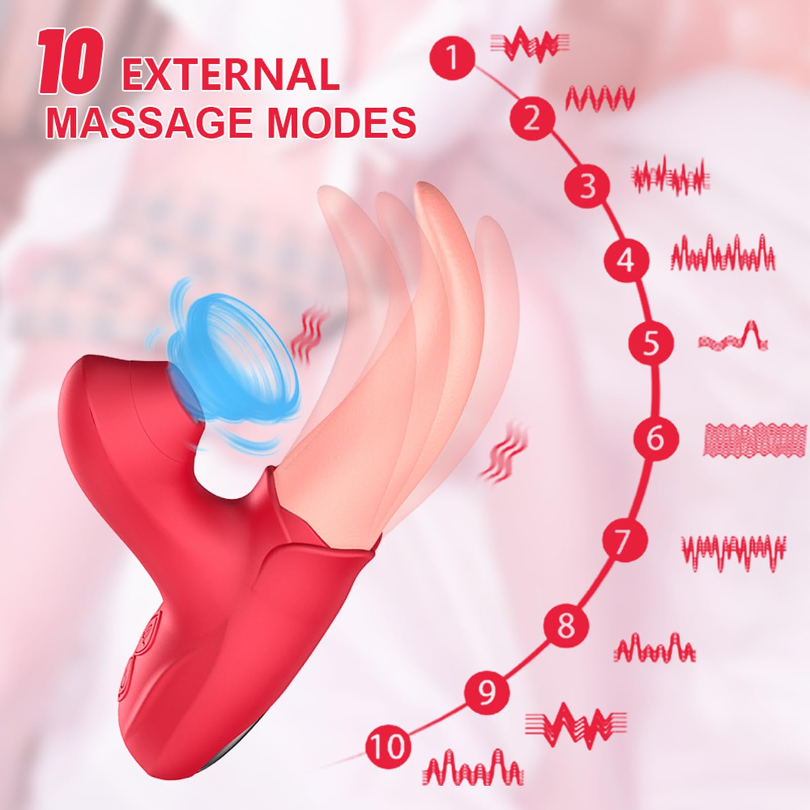 Vibratore di succhiamento giocattoli sessuali per adulti Womens10 Frequenza dinamica femminile giocattoli sessuali Lingua giocattolo per le donne Potenti vibratori di leccatura della lingua