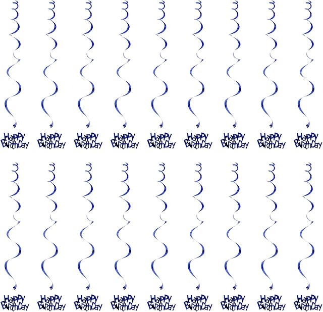 WOSO 18pcs Hanging Swirl Decorations Party Ceiling Swirls Hanging Garland Spiral Streamers Happy Birthday Decorations for Birthday Wedding Party Favors Supplies (Blue)