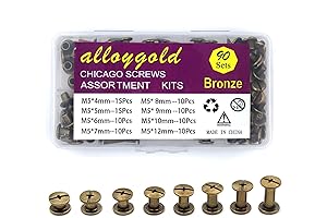 ALLOYGOLD Assorted Brass Chicago Screws for Leatherworking