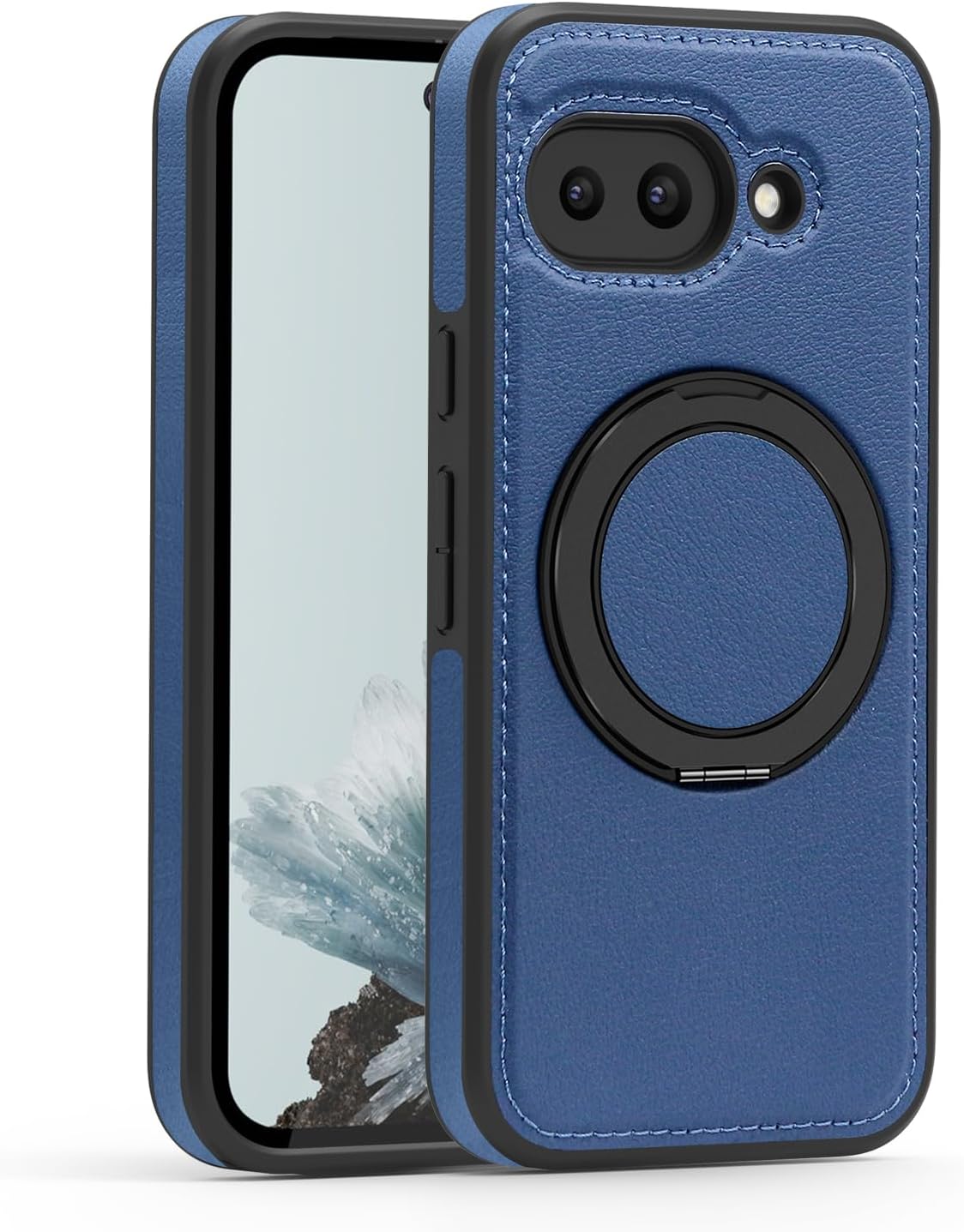 Magnetic Stand for Google Pixel 8 Case Compatible with MagSafe, Slim Grip Leather Military Drop Protection Shockproof Protection Invisible Kickstand Cover, Black
