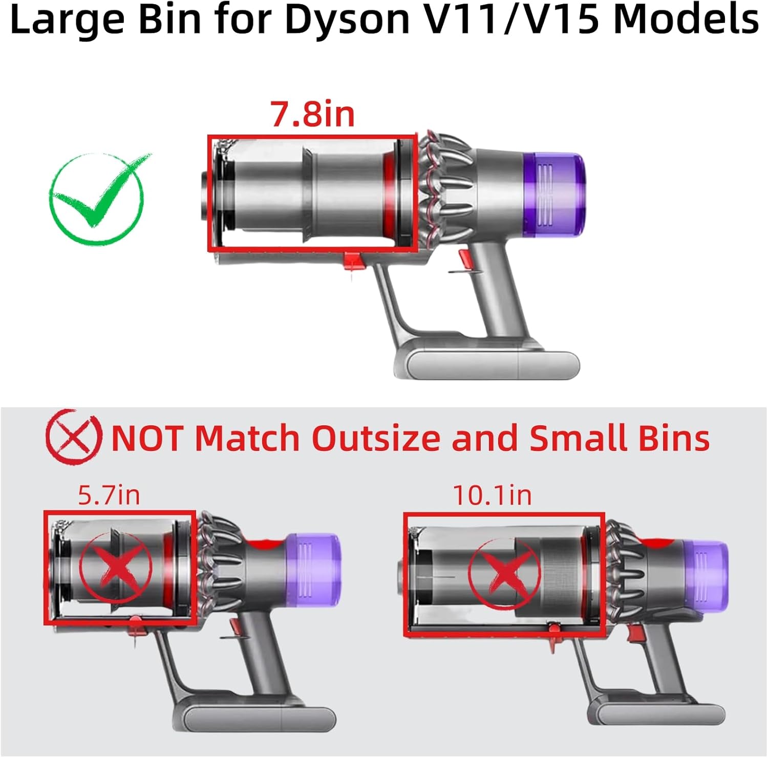 Canister Dust Bin and Filter Replacement Compatible With Dyson V11, V15, SV14, SV15, SV22 Vacuum Cleaners Bin Vacuum Dust Bucket HEPA Filter Attachments Part no. 970050-01/965443-01, NOT for Outsize