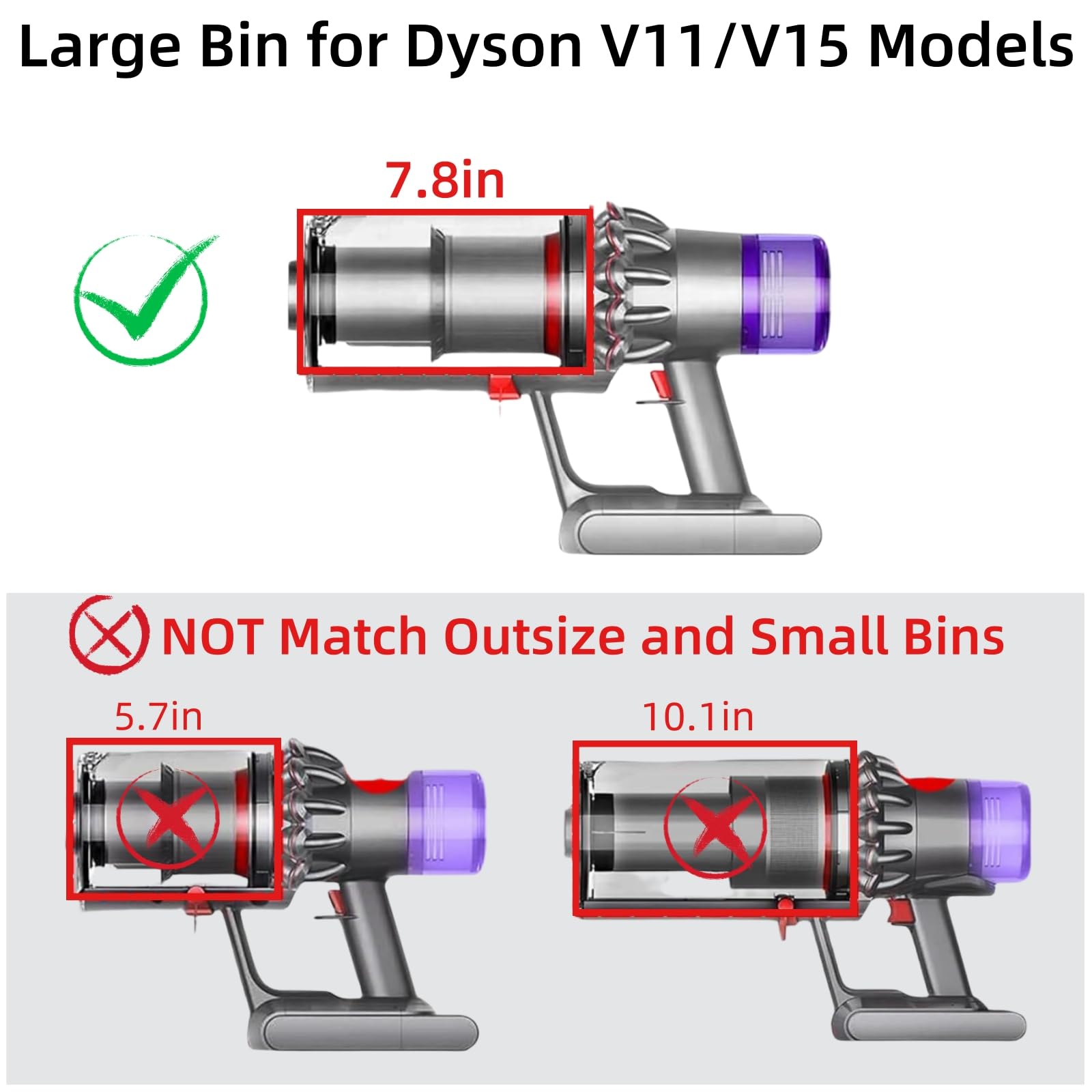 Canister Dust Bin and Filter Replacement Compatible With Dyson V11, V15, SV14, SV15, SV22 Vacuum Cleaners Bin Vacuum Dust Bucket HEPA Filter Attachments Part no. 970050-01/965443-01, NOT for Outsize