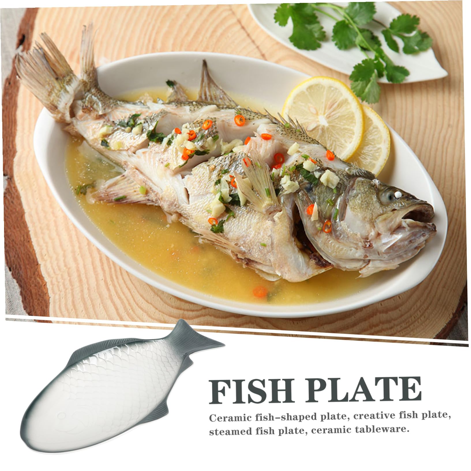 Bandeja Decorativa para Servir Pescado de Cerámica Forma de Pez, Elegante y Delicada para Aperitivos y Mariscos