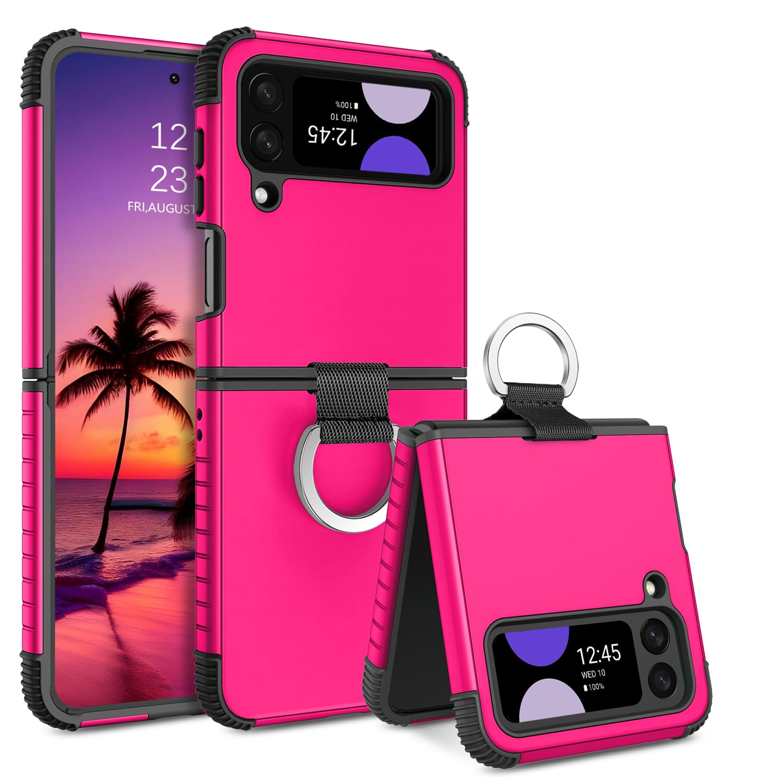 GUAGUA Compatible with Samsung Galaxy Z Flip 3 Case 5G 6.7 Inch Hybrid 2 in 1 Hard PC Soft TPU Heavy Duty Rugged Shockproof Full-Body Protective Phone