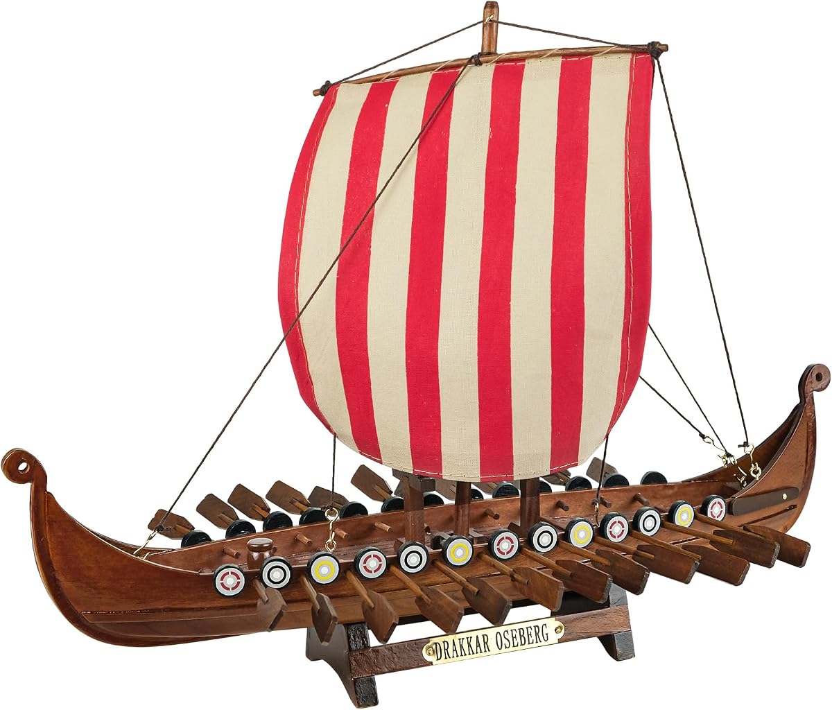 SAILINGSTORY Wooden Viking Ship Model Drakkar Oseberg Longship Model | Handcraft Authentic Details, 1/60 Scale Replica, Scandinavian Dragon Longship Model
