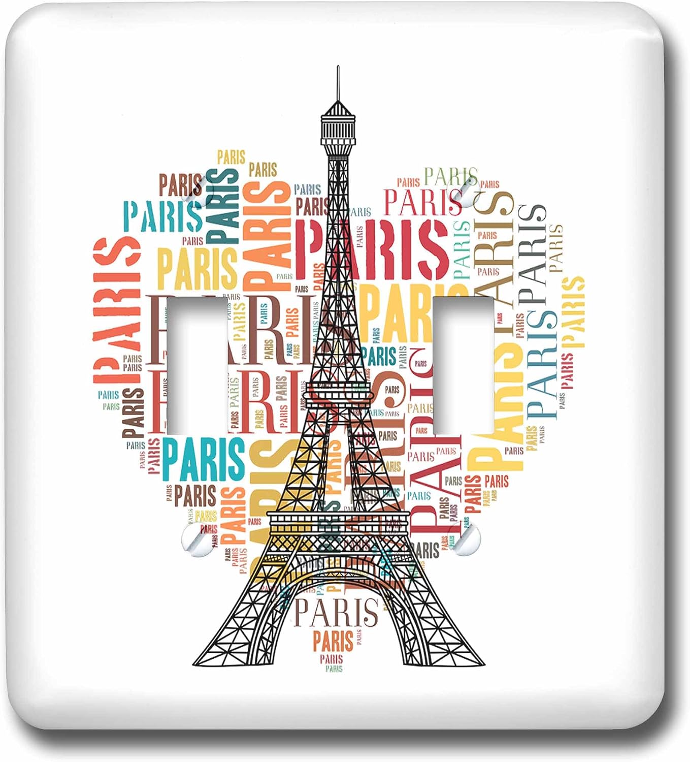 3dRose Eiffel Tower with Colorful heart as word cloud double toggle switch