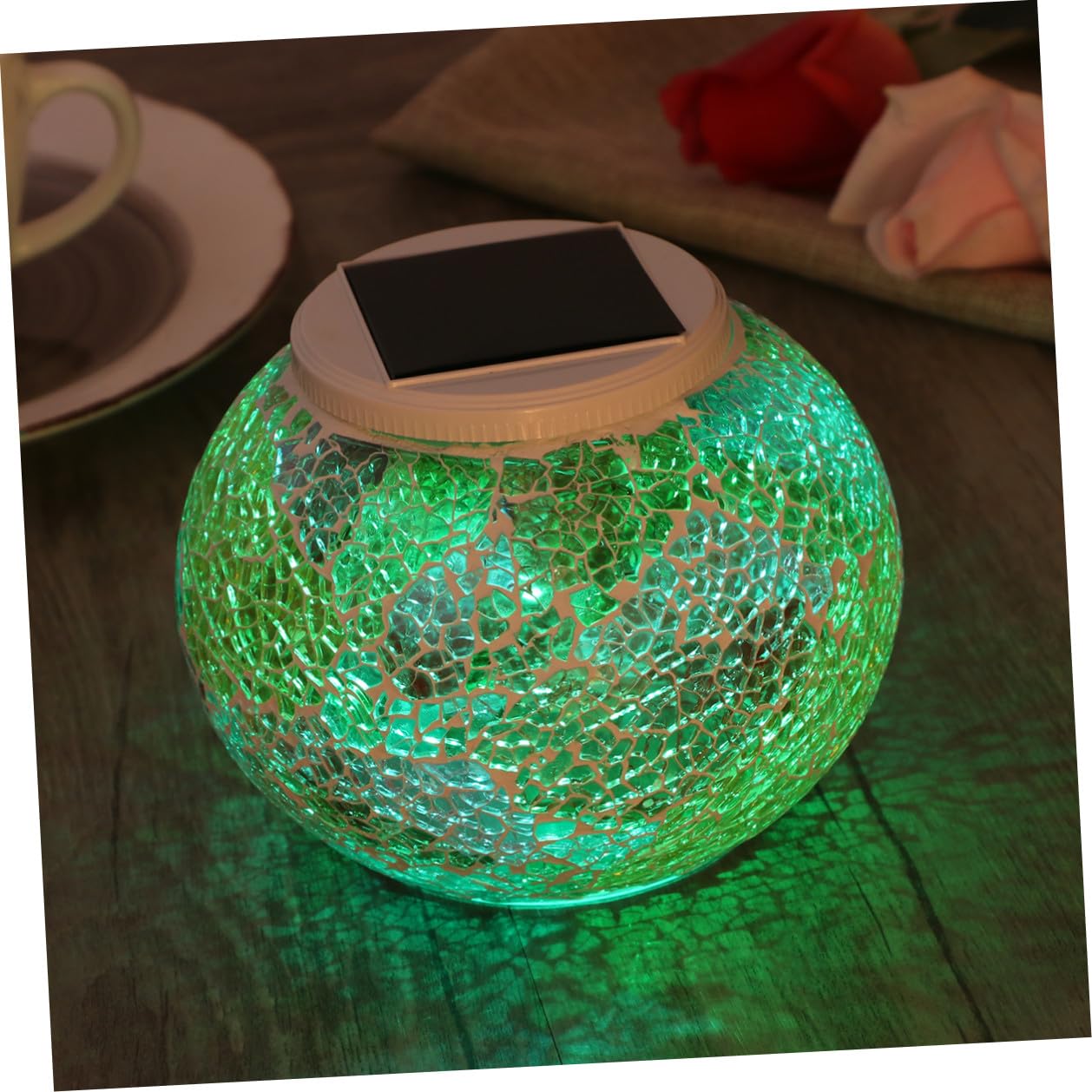 Kisangel Lampada Solare da Esterno in Vetro a Sfera Luce Colorata e Modalità Singola, Risparmio Energetico, per Giardino e Decorazioni Natalizie