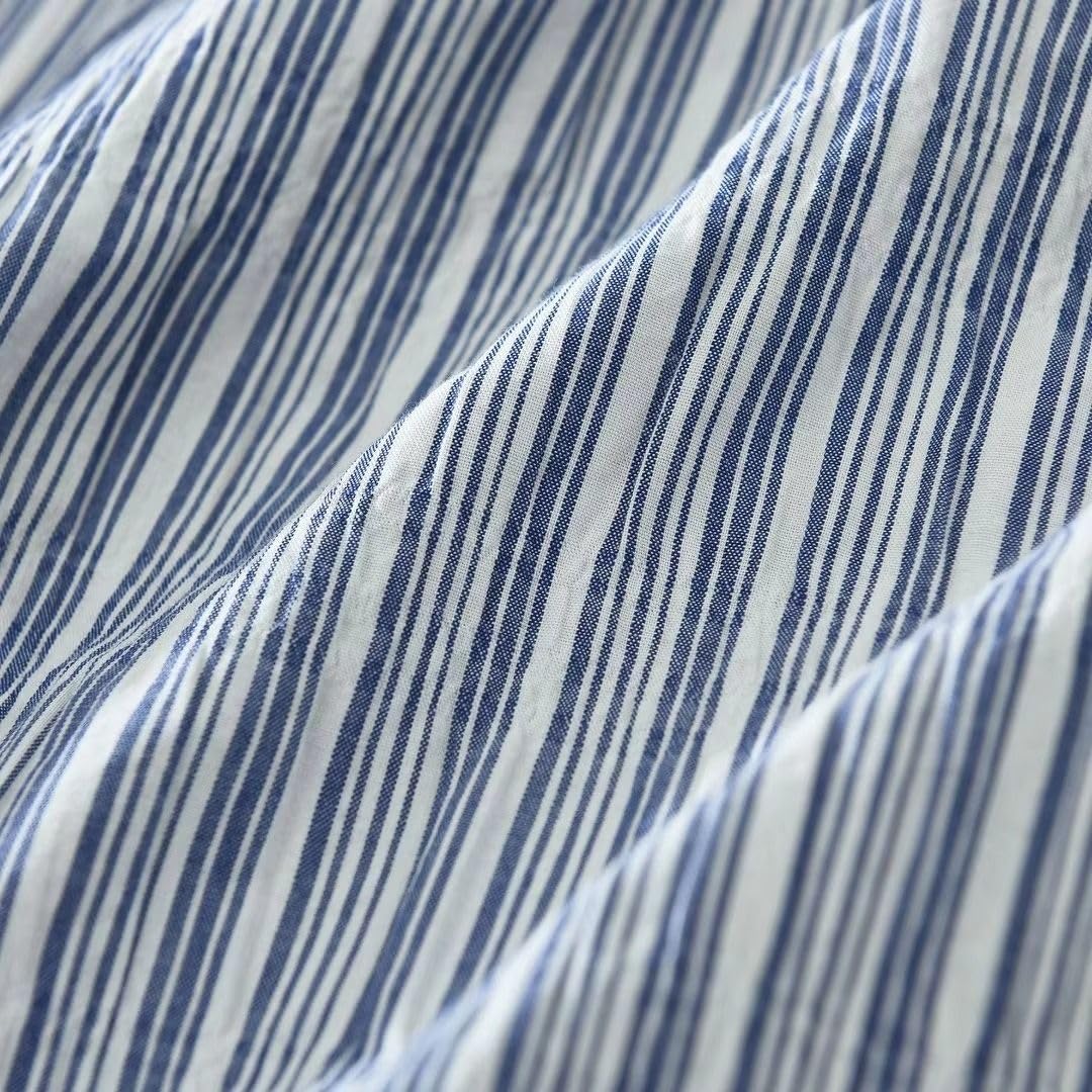 Camicetta Casual da Uomo a Righe con Colletto abbattuto, Top a Maniche Corte da Spiaggia Estivo