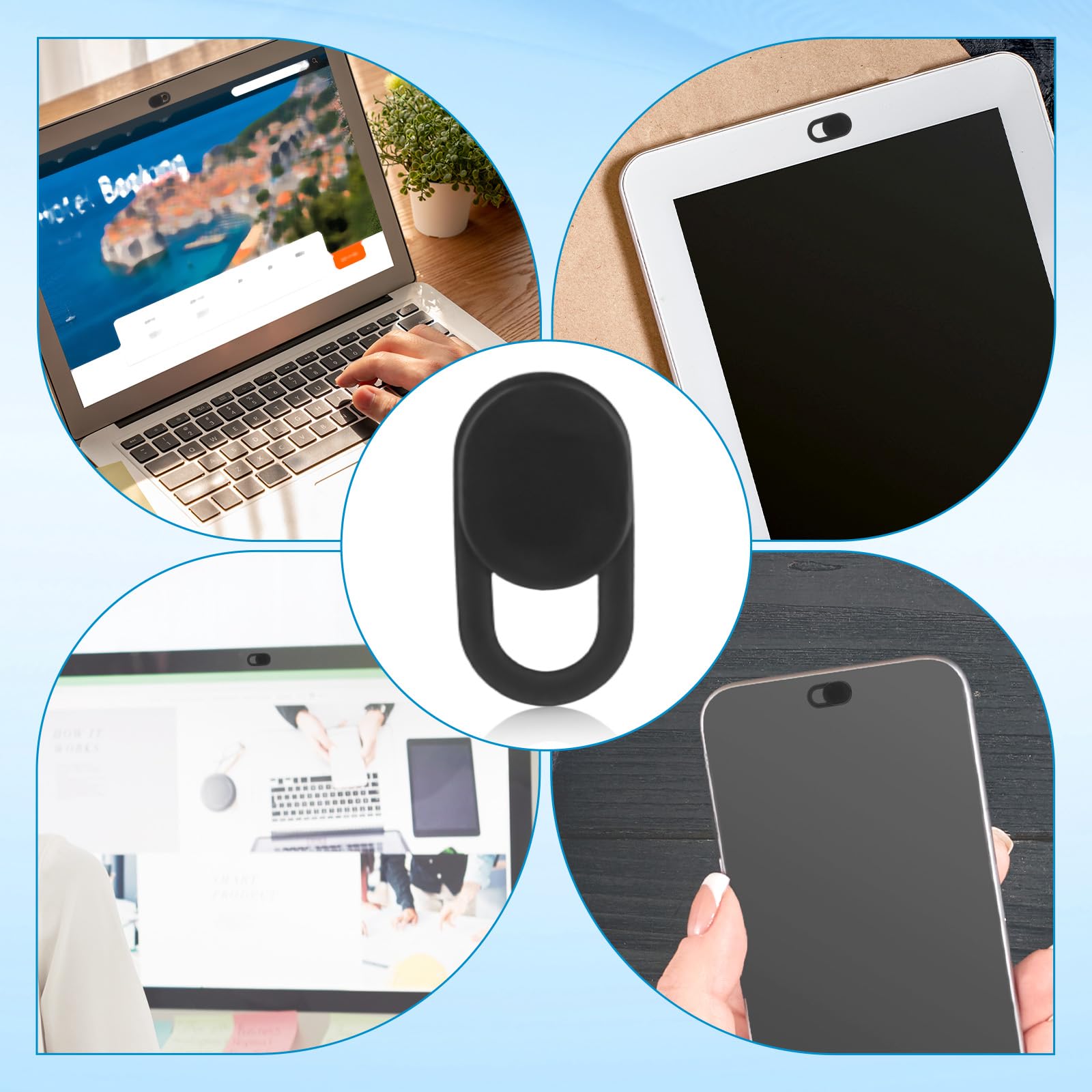 Copriwebcam Ultra Sottile Nero Scorrevole per Laptop Desktop Telefono Tablet