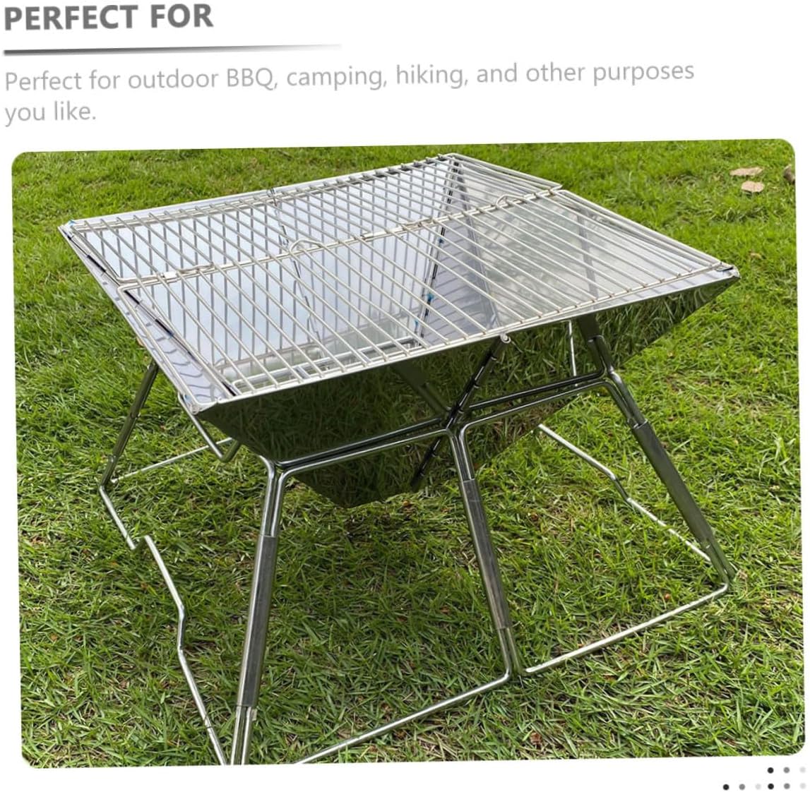 BESPORTBLE Portable Folding Wear-resistant Barbecue Grill, Professional Camping Grill with Foldable Rack, Lightweight Steel Outdoor Bbq for Camping and Hiking