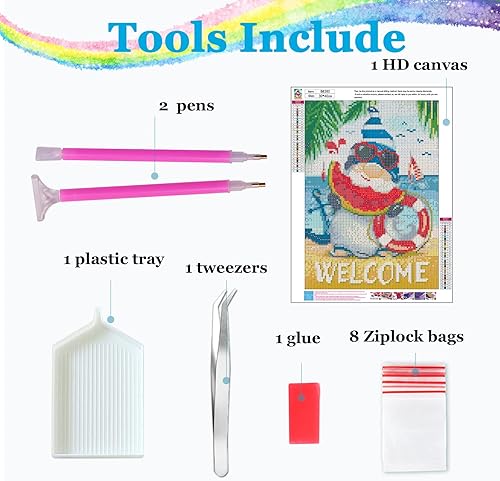 Miniatura 4 de Offito Kits de pintura de diamantes de gnomos para adultos, niños principiantes, kits de arte de diamantes de gnomos 5D, pintura de gnomos por