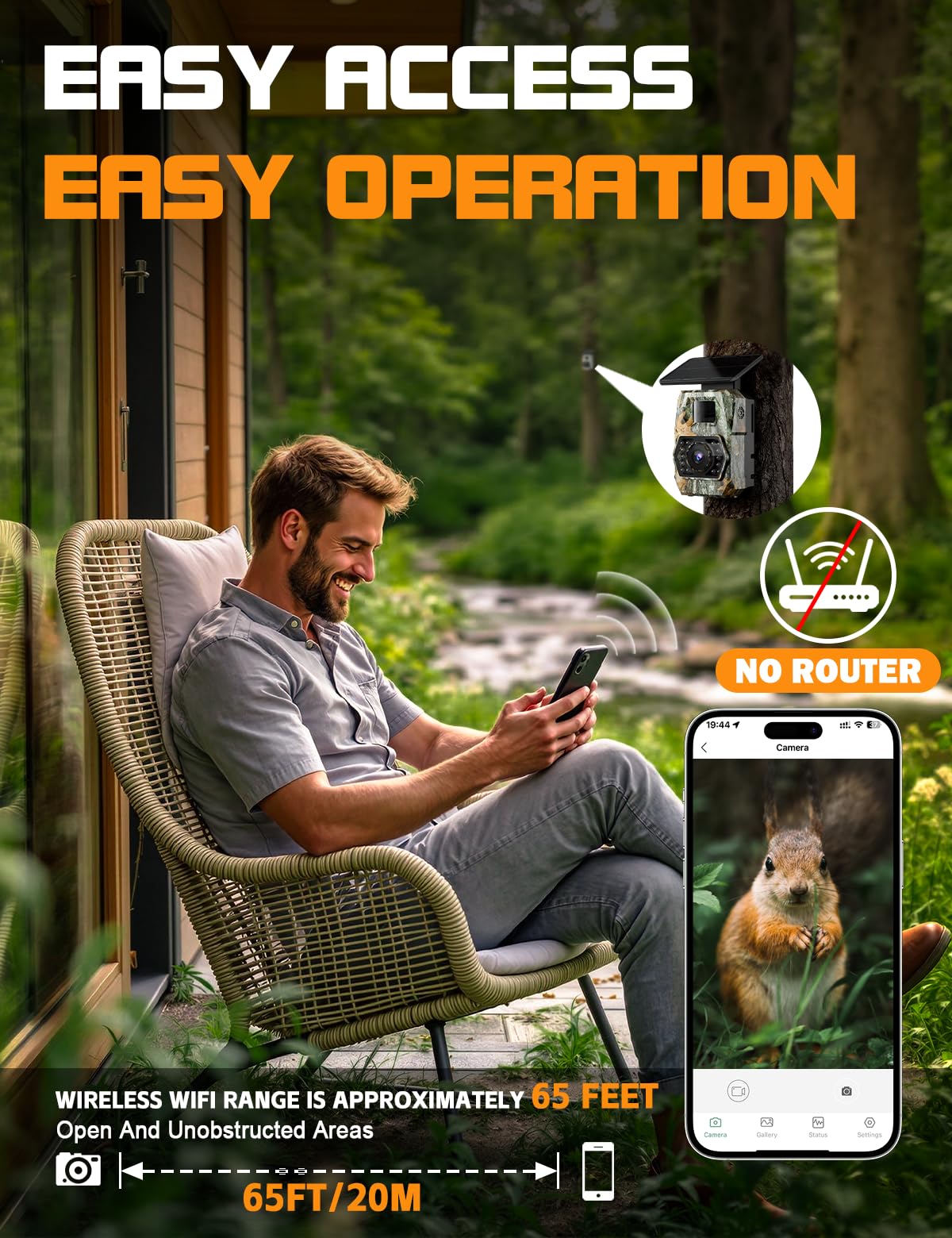 Caméra de Chasse Solaire, 60MP 4K WiFi Camera Chasse avec 5200mAh Batterie Rechargeable, 850nm LED Camera Infrarouge Vision Nocturne Animaux Caméra, Grand Angle 100°, Etanche IP66 avec Carte 32GB