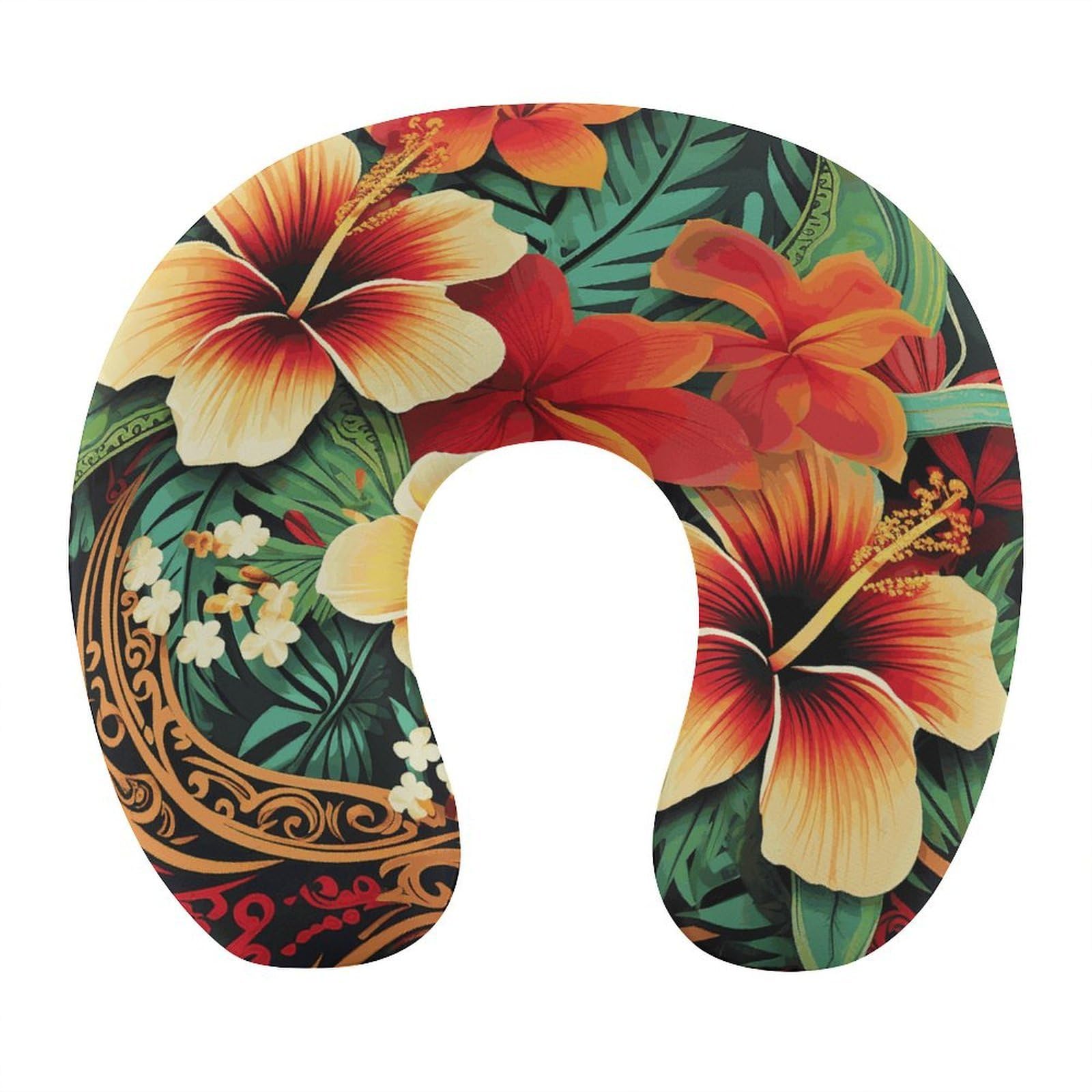 Btcowzrv Style Hawaiian Print Pattern U Shaped Neck Pillow Travel Pillows