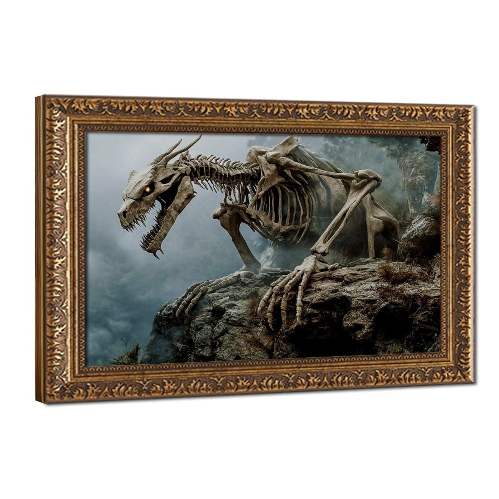 Bareronor Undead Dragon Poster Canvas Poster Bedroom Decor Landscape Office Room Decor Gift 12" L X 18" W