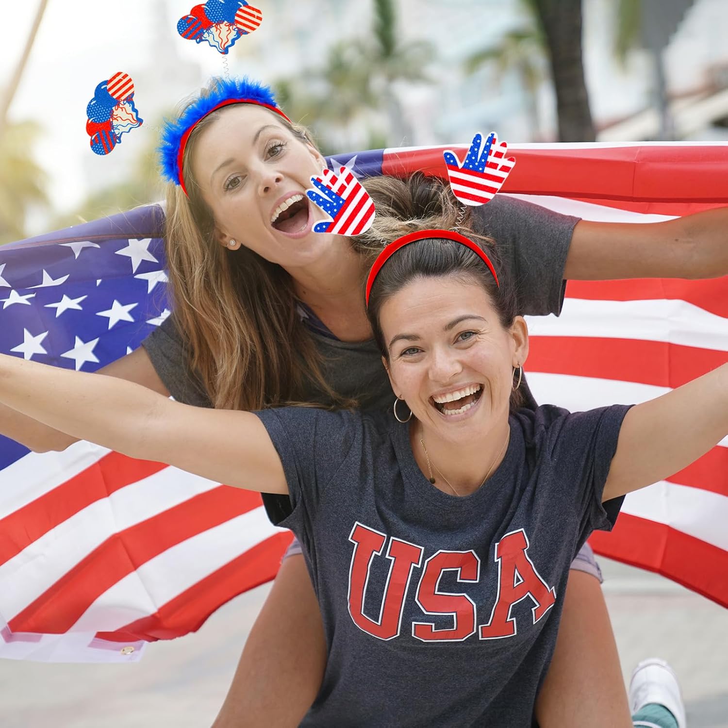 Wavwavw 72 Pcs Patriotic Head Boppers Headband Independence Day American Flag Head Headband Red Blue White 4th of July Accessories for Women Parades Veterans Day Accessories Favors