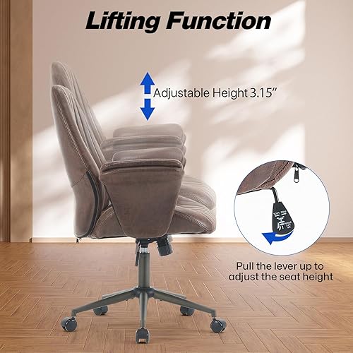 Miniatura 4 de Silla de escritorio para oficina en casa, ruedas suaves, ergonómica, con soporte lumbar, altura ajustable, giratoria, reposabrazos ejecutivo, color