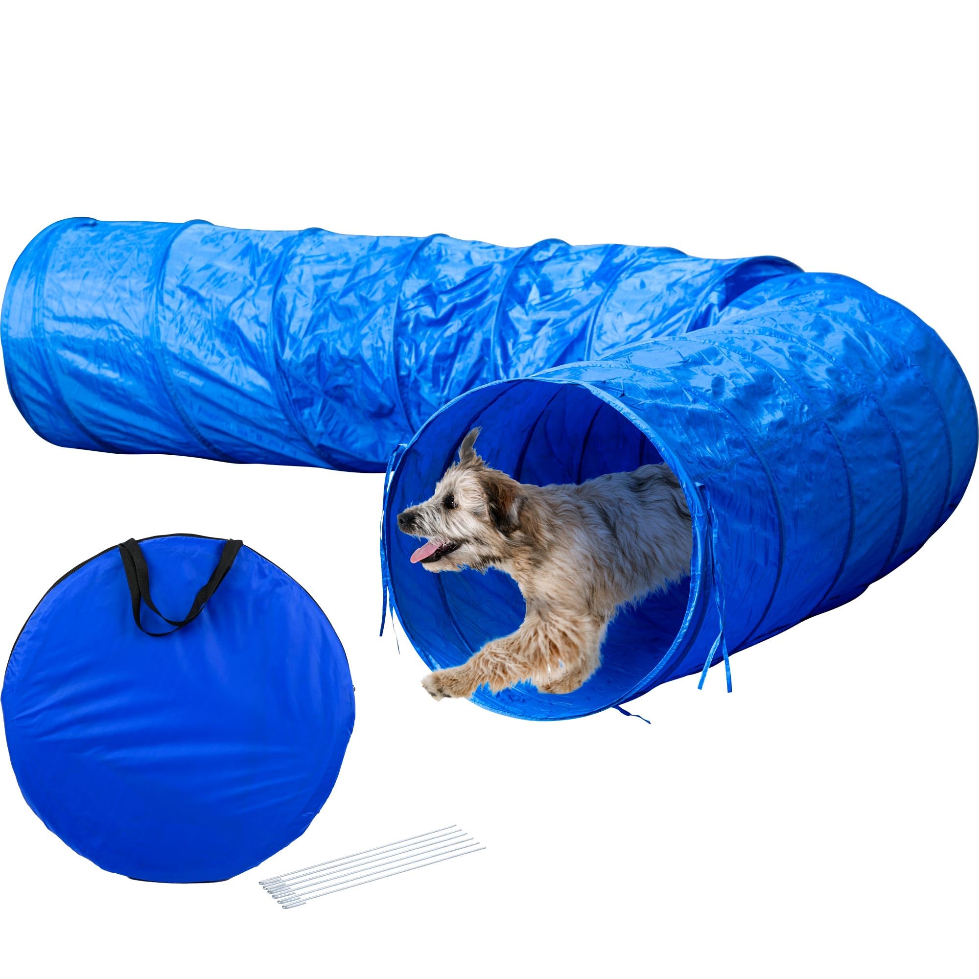 dobar® Tunnel Agility per Cani Taglia XL 5 m Diametro 60 cm Blu Pieghevole e Portatile con Borsa