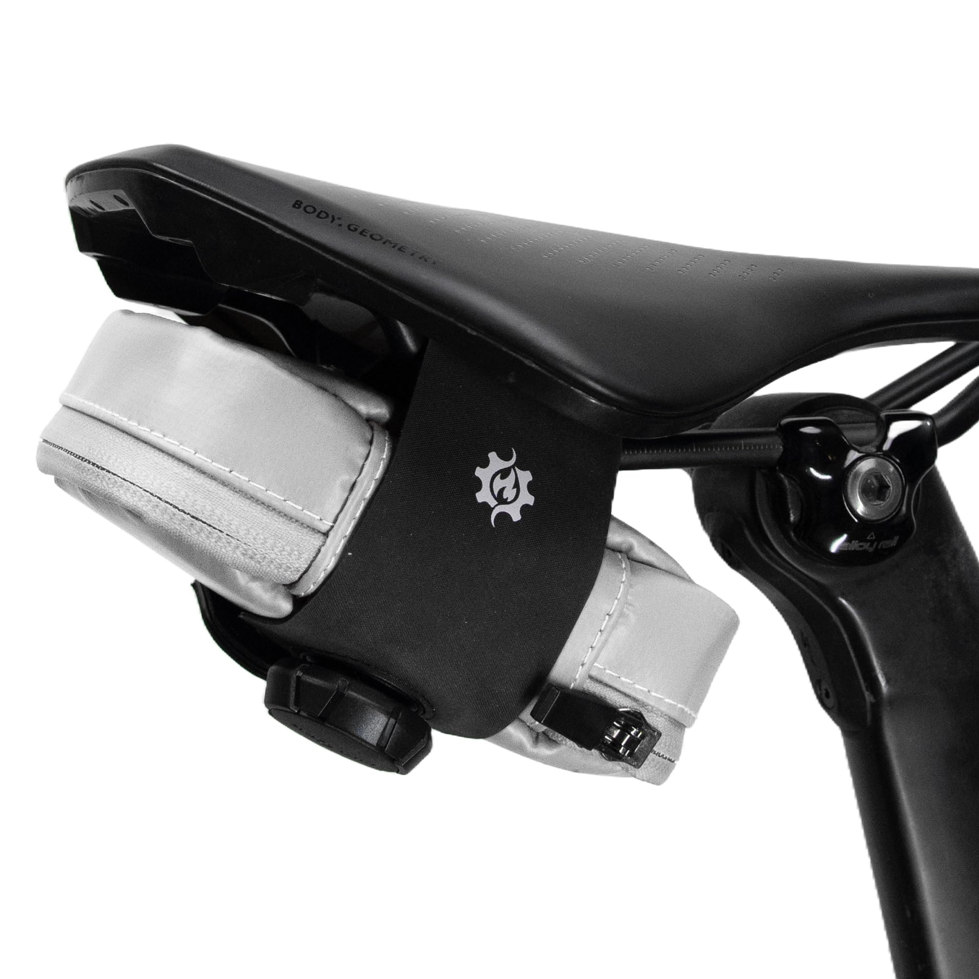 Lumiere &amp; Co. Falcon Magnetic Saddle Bag– 0.69L | 6”x 3.5”x2 | Sleek Minimalist Design, Fast Magnetic Buckle Attachment | Cycling Bike Bag (White, Large)