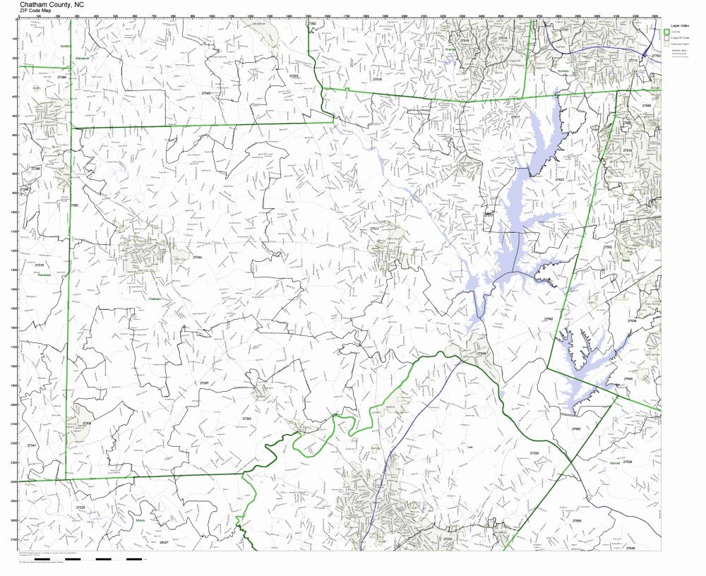 Chatham County, North Carolina NC ZIP Code Map Not Laminated Amazon