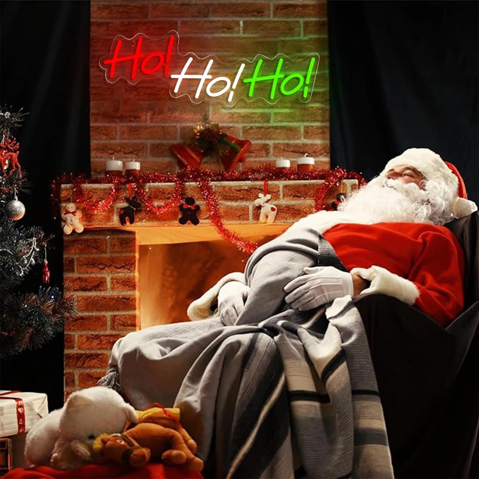 Luz de Diseño de Digital Letrero De Neón LED HO, HO, HO, Luz De Decoración De Pared Alimentada Por USB Para Dormitorio, Bar, Sala De Juegos, Fiesta, 12.5cmx40cm