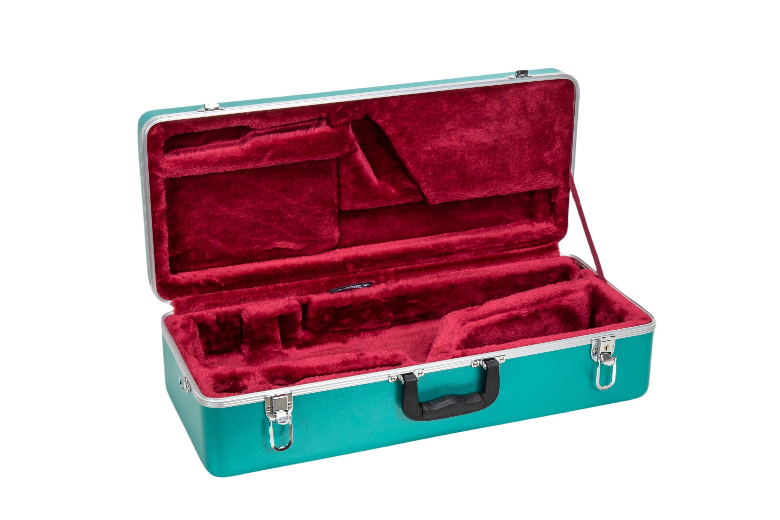 Crossrock ABS Alto Saxophone Case – Rectangular Mint Blue Finish, Burgundy Velvet Interior, Security Lock & Detachable Strap