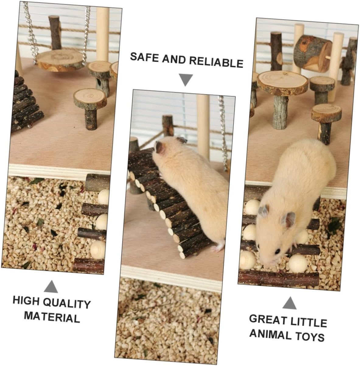 VANZACK Wooden Climbing Ladder Toy for Animals Exercise Toy for Hamsters Rats and Other Pets Promotes Fun and Balance