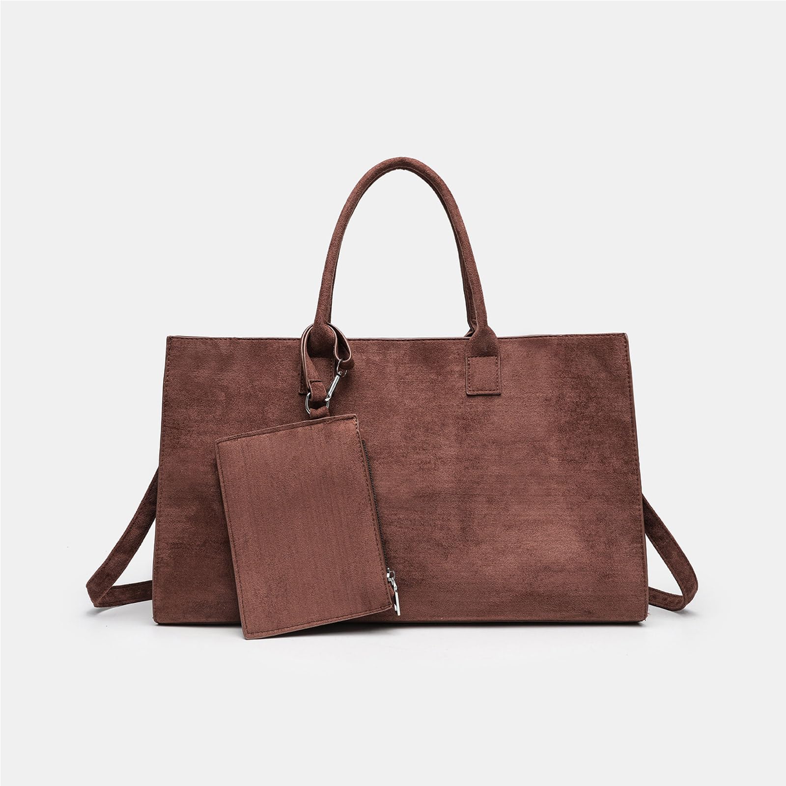 Borsa a tracolla organizzata in pelle scamosciata Set Portamonete staccabile Scomparti multipli Portamonete staccabile facile da viaggiare
