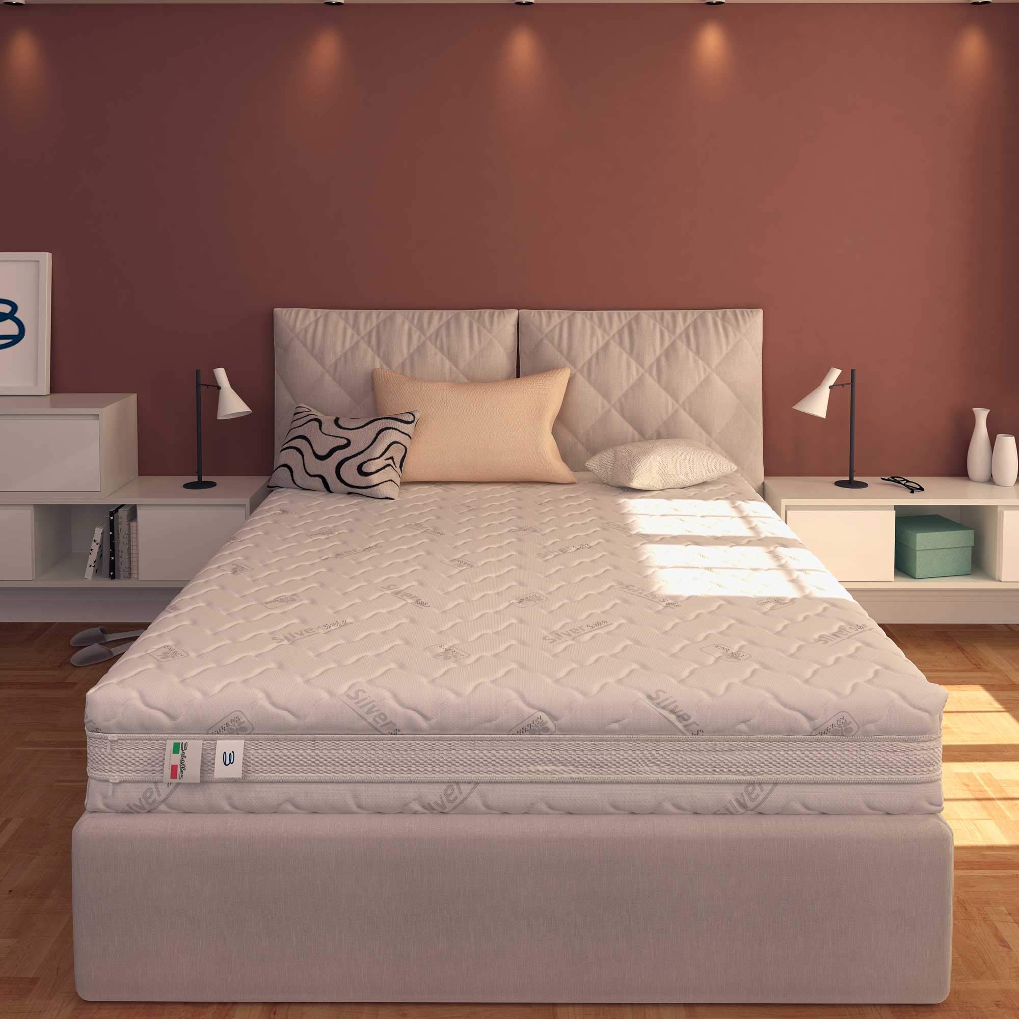 Baldiflex Emporio Materasso Singolo Molle Insacchettate 700 Molle, Fodera Silver Safe, 90x190cm Altezza 22 cm