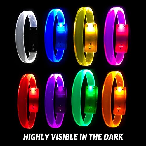 Miniatura 3 de Paquete de 8 bandas mágicas  Brilla en la oscuridad  Luz intermitente para conciertos  Luces de correr para corredores  Pulsera con luz de varios
