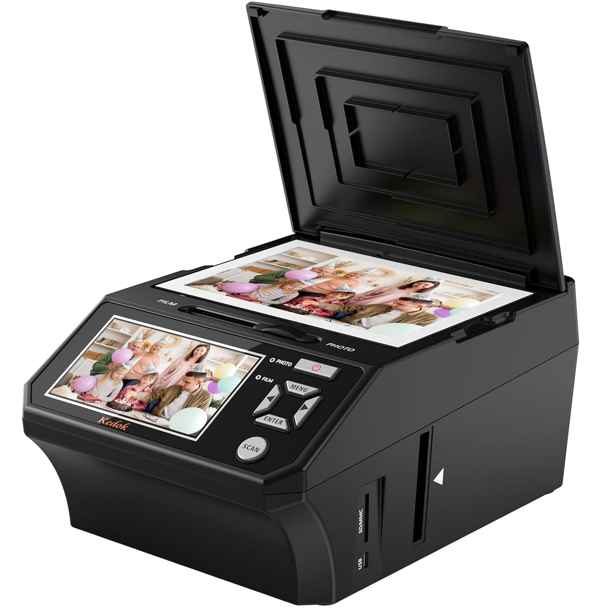 Scanner de films et de diapositives numériques avec écran LCD de 5 pouces, convertit des films 35 mm et 110 mm, photos et cartes de visite en JPEG haute résolution 22 MP