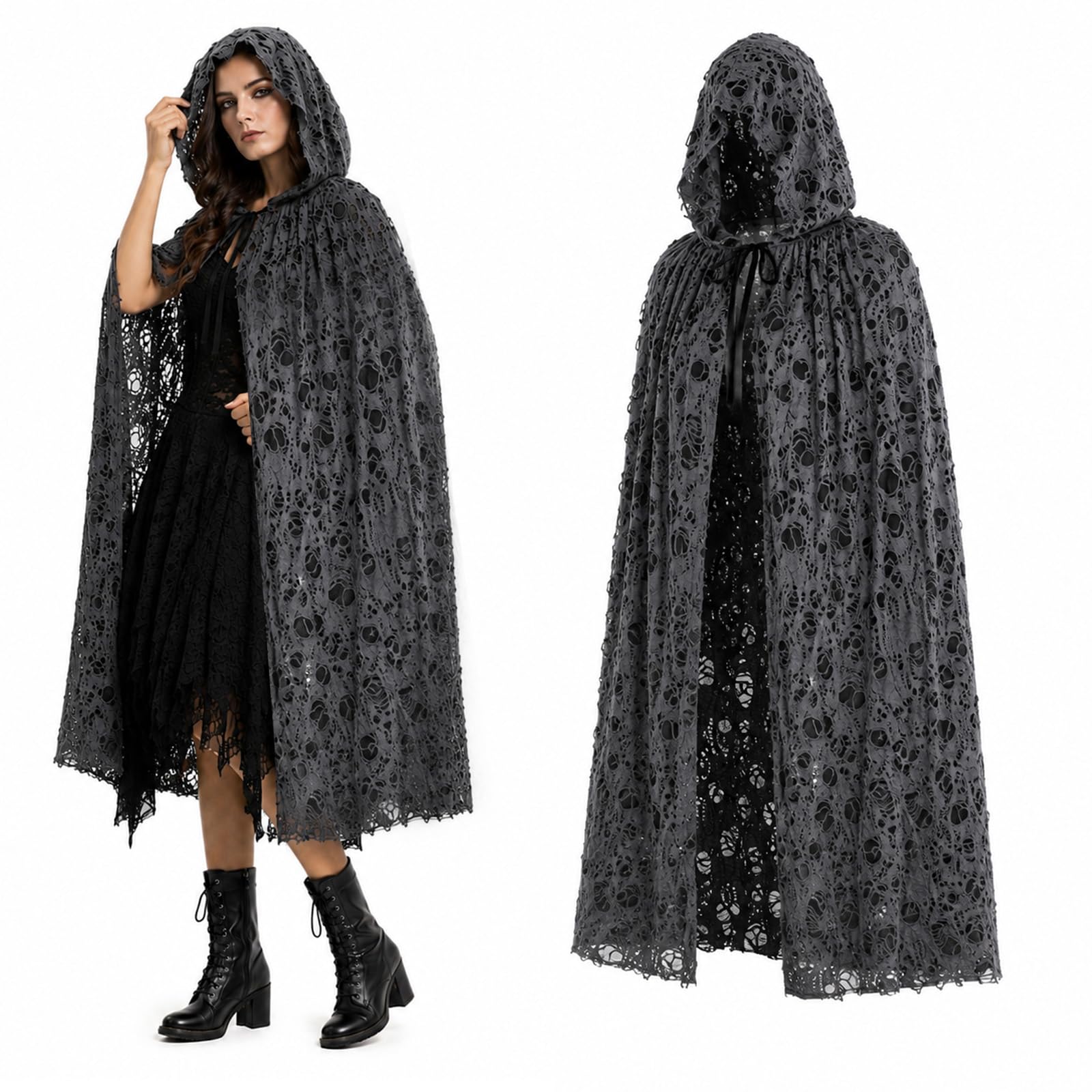 Adult Grim Reaper Cloak with Hood for Men and Women Halloween Fancy Dress