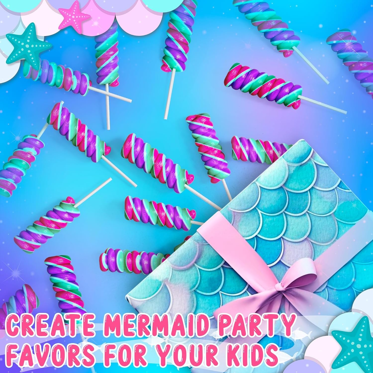 Mermaid Lollipops- Swirl Lollipops Mermaid Candy For Little Mermaid Party Favors & Mermaid Party Supplies - Mermaid Suckers (MERMAID, 100 Count (Pack of 3))