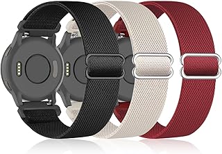 Bolesi 3 Pack 18mm Stretchy Nylon Watch Bands for Garmin Venu 2S / Vivoactive 4S/ Vivoactive 3S,Soft Sport Band Quick Release Wristband Loop Elastic Strap for Men Women