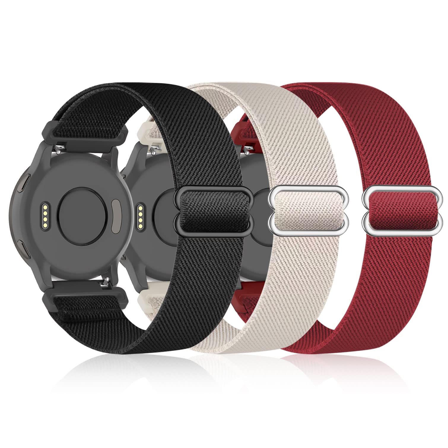 Bolesi 3 Pack 18mm Stretchy Nylon Watch Bands for Garmin Venu 2S / Venu 3S /Vivoactive 4S/ Vivoactive 3S,Soft Sport Band Q...