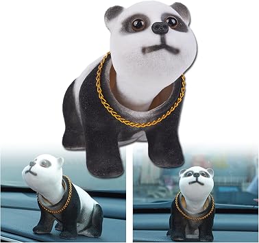Shaking Head Lucky Panda Bobble Head Figurine Nodding Panda Ornaments for Car Vehicle Dashboard Decoration, Panda