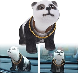 Shaking Head Lucky Panda Bobble Head Figurine Nodding Panda Ornaments for Car Vehicle Dashboard Decoration, Panda