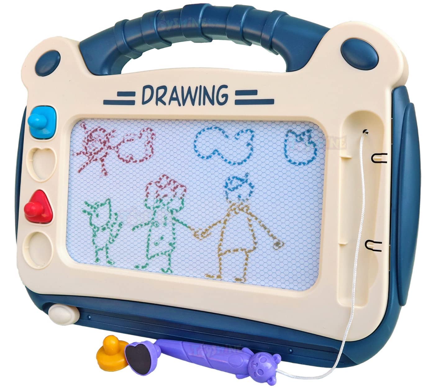 Smile Baby Art Fun Doodle Board Magic Draw and Write Board with Magnetic Stamps, Pink (Blue)