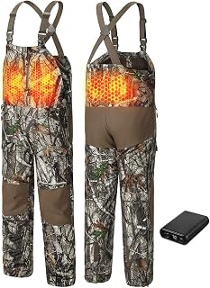 Hunting Bibs Heated with Battery, Waterproof Insulated Bibs for Fishing