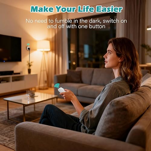 Miniatura 7 de Kit de interruptor de encendidoapagado de enchufe de control remoto de 80 pies, no necesita WiFi, interruptor de luz de alimentación inalámbrico de
