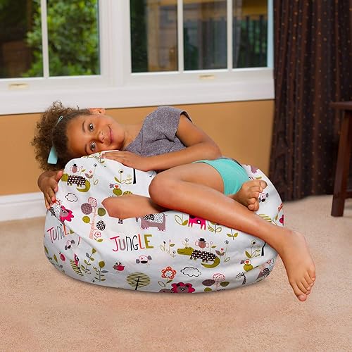 Miniatura 75 de Posh Beanbags - Sillón puff Lienzo Animales Bosque Critters,Lienzo Pájaros en Blanco,Lona Chevron Negro y Blanco,Tela para colorear lienzo - Mundo